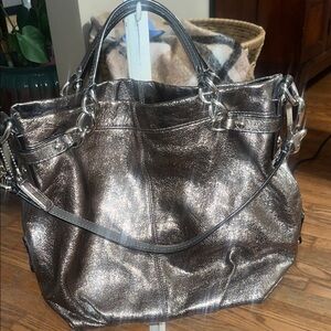 Coach Brooke Metallic Leather Hobo Tote Bag